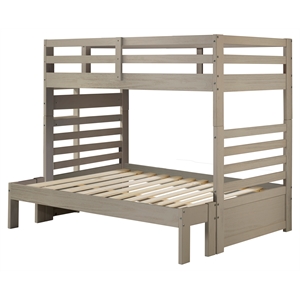 my bed now everest twin-over-full solid wood bunk bed with ladder in slate brown