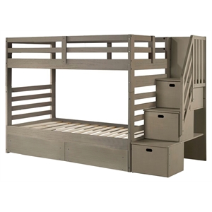 my bed now everest twin-over-full 2-drawer wood bunk bed with ladder in brown