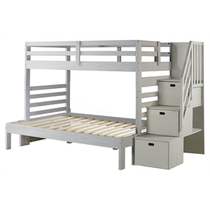 my bed now everest 2-drawer twin-over-full wood bunk bed with staircase in white