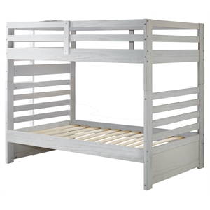 my bed now everest twin-over-twin solid wood bunk bed with ladder in white mist