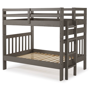 my bed now olympus twin-over-twin solid wood bunk bed with ladder in slate brown