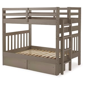 my bed now olympus twin-over-twin 2-drawer wood bunk bed w/ ladder in brown