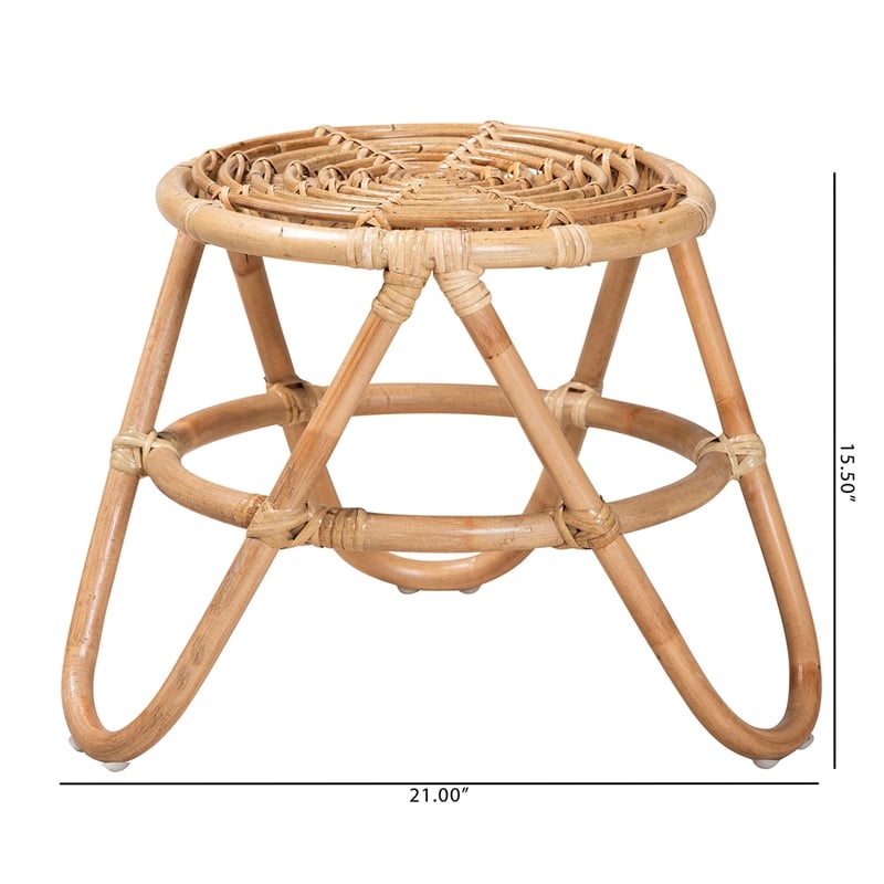 bali & pari Jacinda Modern Bohemian Natural Brown Rattan End Table
