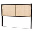 bali & pari Aurelia Black Bayur Wood and Natural Rattan Queen Size Headboard
