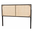 bali & pari Aurelia Black Bayur Wood and Natural Rattan Queen Size Headboard