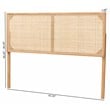 bali & pari Aurelia Brown Finished Bayur Wood and Rattan Queen Size Headboard