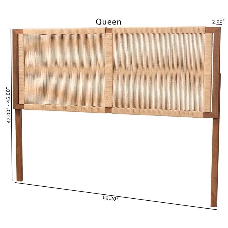 bali & pari Holitz Walnut Brown Finished Bayur Wood Queen Size Headboard