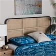 bali & pari Lainer Black Bayur Wood and Natural Rattan Queen Size Headboard