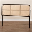 bali & pari Lainer Black Bayur Wood and Natural Rattan Queen Size Headboard