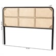 bali & pari Lainer Black Bayur Wood and Natural Rattan Queen Size Headboard