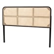 bali & pari Lainer Black Bayur Wood and Natural Rattan Queen Size Headboard