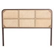 bali & pari Lainer Dark Brown Bayur Wood and Rattan Queen Size Headboard