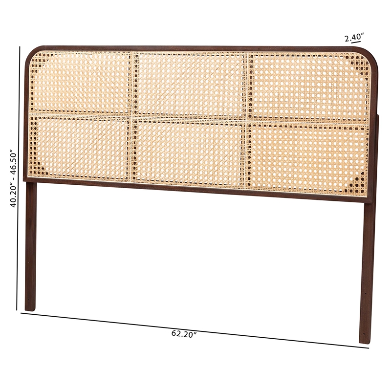 bali & pari Lainer Dark Brown Bayur Wood and Rattan Queen Size Headboard