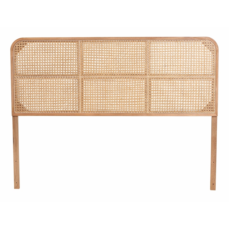 bali & pari Lainer Brown Finished Bayur Wood and Rattan Queen Size Headboard