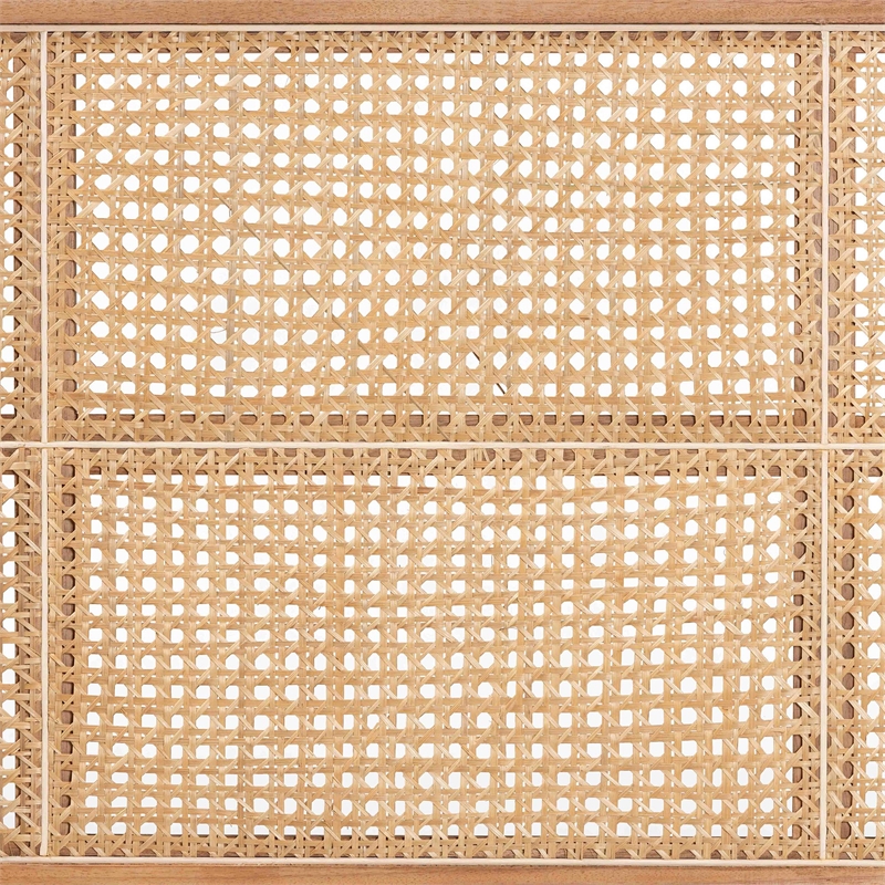 bali & pari Lainer Brown Finished Bayur Wood and Rattan Queen Size Headboard