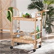 bali & pari Hadia Modern Bohemian Natural Brown Rattan Wine Cart
