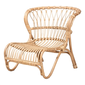 bali & pari Alaya Modern Bohemian Natural Brown Rattan Accent Chair