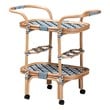 bali & pari Chasca Wood & Natural Rattan Wine Cart in Blue and White