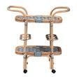 bali & pari Chasca Wood & Natural Rattan Wine Cart in Blue and White