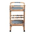 bali & pari Chasca Wood & Natural Rattan Wine Cart in Blue and White
