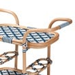 bali & pari Chasca Wood & Natural Rattan Wine Cart in Blue and White