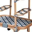 bali & pari Chasca Wood & Natural Rattan Wine Cart in Blue and White
