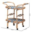 bali & pari Chasca Wood & Natural Rattan Wine Cart in Blue and White