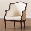 bali & pari Ornella Beige Fabric and Dark Brown Finished Wood Accent Chair