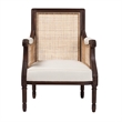 bali & pari Desmond Beige Fabric and Dark Brown Finished Wood Accent Chair