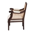 bali & pari Desmond Beige Fabric and Dark Brown Finished Wood Accent Chair