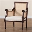 bali & pari Desmond Beige Fabric and Dark Brown Finished Wood Accent Chair