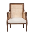bali & pari Desmond Beige Fabric and Walnut Brown Finished Wood Accent Chair