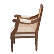bali & pari Desmond Beige Fabric and Walnut Brown Finished Wood Accent Chair