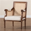 bali & pari Desmond Beige Fabric and Walnut Brown Finished Wood Accent Chair