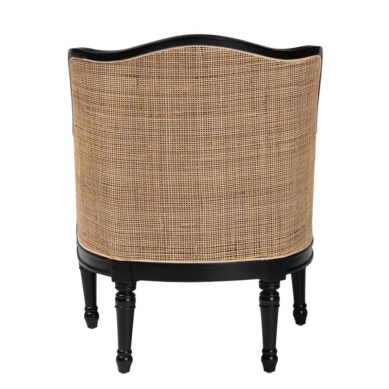 bali & pari Elizette Beige Fabric and Black Finished Wood Accent Chair