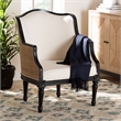 bali & pari Elizette Beige Fabric and Black Finished Wood Accent Chair