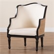 bali & pari Elizette Beige Fabric and Black Finished Wood Accent Chair