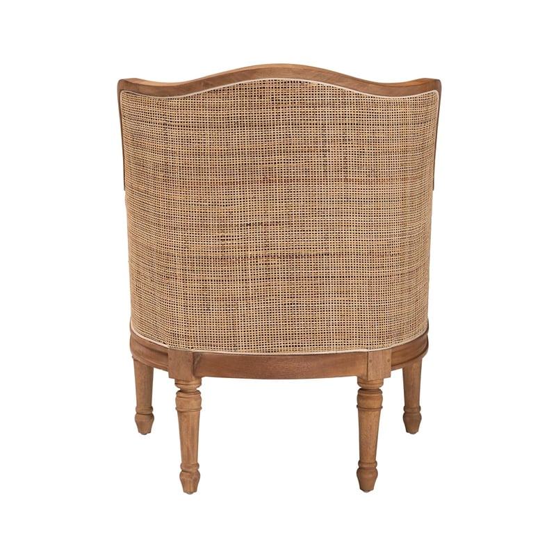 bali & pari Elizette Beige Fabric and Honey Oak Finished Wood Accent Chair