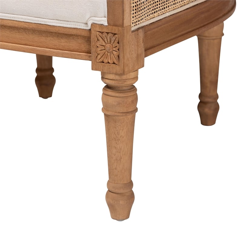 bali & pari Elizette Beige Fabric and Honey Oak Finished Wood Accent Chair