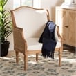 bali & pari Elizette Beige Fabric and Honey Oak Finished Wood Accent Chair