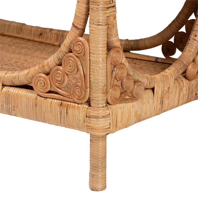 bali & pari Ramona 1-Shelf Modern Rattan Console Table in Light Honey Brown