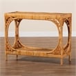 bali & pari Ramona 1-Shelf Modern Rattan Console Table in Light Honey Brown