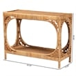 bali & pari Ramona 1-Shelf Modern Rattan Console Table in Light Honey Brown