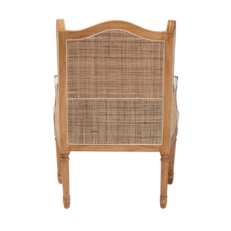 bali & pari Rachana Fabric & Wood Accent Chair in Beige and Honey Oak