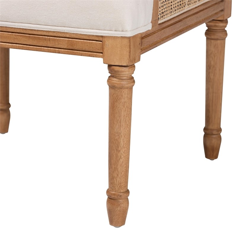 bali & pari Rachana Fabric & Wood Accent Chair in Beige and Honey Oak