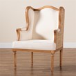 bali & pari Rachana Fabric & Wood Accent Chair in Beige and Honey Oak