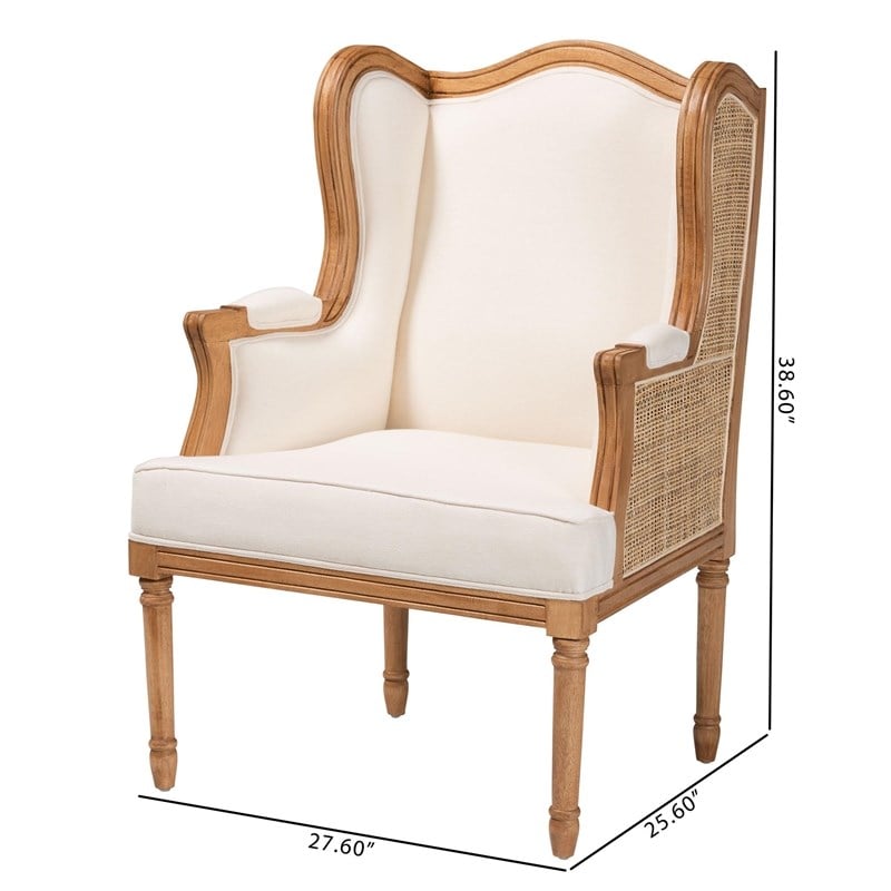 bali & pari Rachana Fabric & Wood Accent Chair in Beige and Honey Oak
