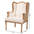 bali & pari Rachana Fabric & Wood Accent Chair in Beige and Honey Oak