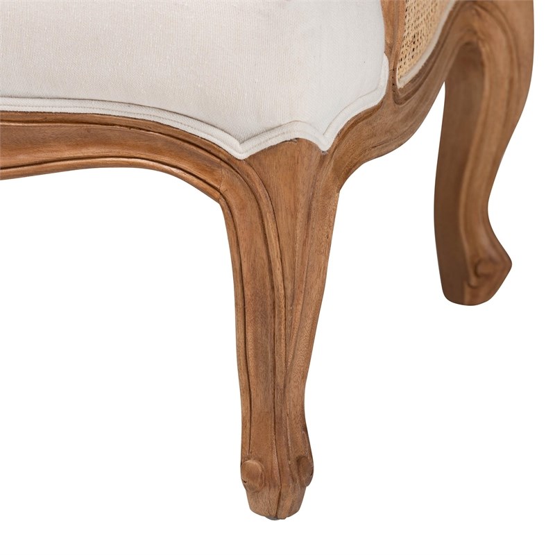 bali & pari Sylvestra Fabric & Wood Accent Chair in Beige and Honey Oak