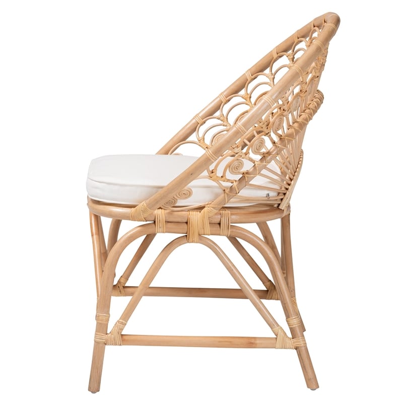 bali & pari Abriella Modern Rattan Peacock Accent Chair in Natural Brown